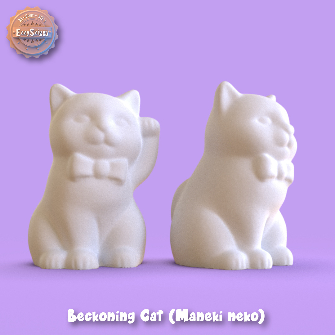 beckoning cat maneki-neko Home maneki neko figurine good fortune 3D print model - Mito3D