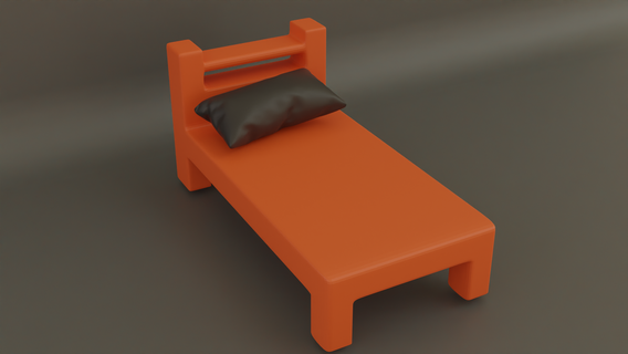 letto cuscino giocattoli piccolo semplice camera carina divertente legna Camera 3d print model - Mito3D