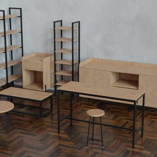 mobília conjunto 3D print model - Mito3D