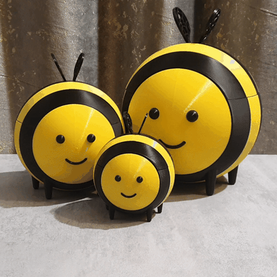 bee containers container box jewelry storage cute spring animal candy lid adorable yellow smile insect 3d print model - Mito3D