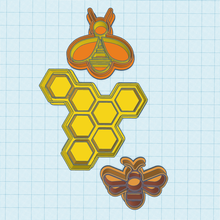bee honeycomb pattern cookie cutter polymer clay earrings set 3 pcs 3d print model - Mito3D