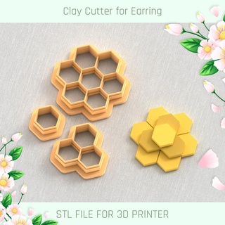 bee honeycombs spring clay cutter tools earring 3d print model - Mito3D