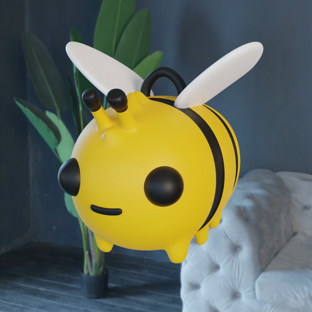 bee keychain 3d printing animal cute process modeling technique customized dimensions pla filament slicing software print bed layer resolution support structures post-print finishing creative customization three-dimensional model designer touch style unique pi 3D print model - Mito3D