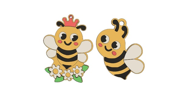 bee keyrings Various 3d print model - Mito3D