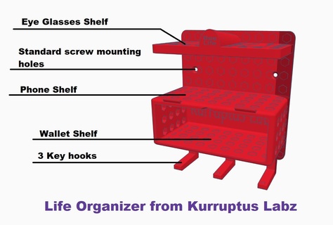 bee life organizer kurruptus labz Home organiser storage cellphone keys husband wife kids 3d print model - Mito3D
