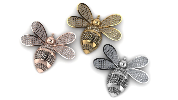 bee pendant bee gold jewelry silver diamond jewellery jewel 3d printable pendant  3d print model - Mito3D