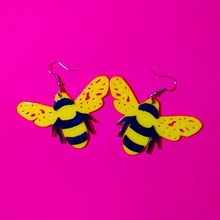 abelha argolas moda amarelo Preto brincos 3d print model - Mito3D