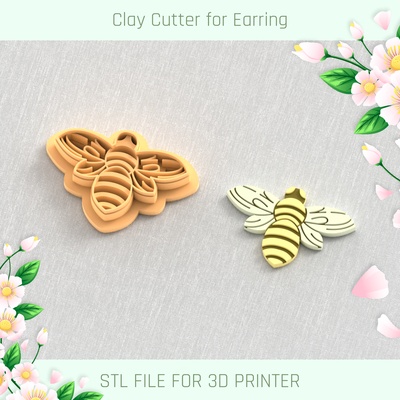 abelha primavera argila cortador ferramentas brinco vaso flor 3d print model - Mito3D