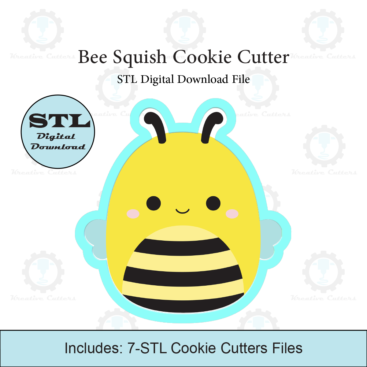 abeille gargouillis biscuit coupeur stl fichier coupeurs squishmallow 3D print model - Mito3D