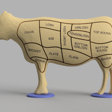 carne de quebra-cabeça jogo a vaca nomes cortes partes inglês o coreano aprender bife 3d print model - Mito3D