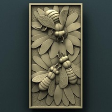 bees art cnc panno relief carved 3d stl model 3d print model - Mito3D