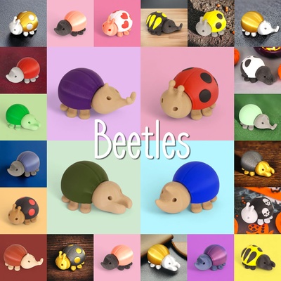 beetles toy tiny cute fidget fun articulated keychain bug dualextrusion insect beetle 3d print model - Mito3D