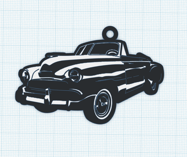 campana aria 1955 macchina chiave catena retrò portachiavi storia cultura settore automobilistico design Vintage regalo Scarica file 3d Stampa nero bianco classico iconico stile 3d print model - Mito3D