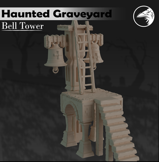 bell tower haunted graveyard terrain diorama obstacle graveyard cementary miniatur minis wargame warcry fantasy haunted  3d print model - Mito3D