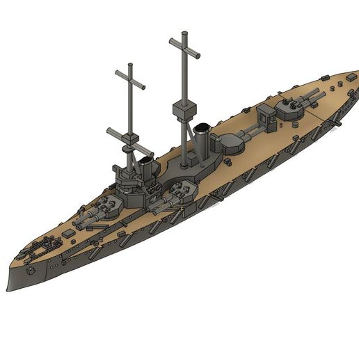 Bellerofonte classe corazzata ww1 Jutland reale Marina Militare nave guerra dreadnought hms superbo temere 3D print model - Mito3D