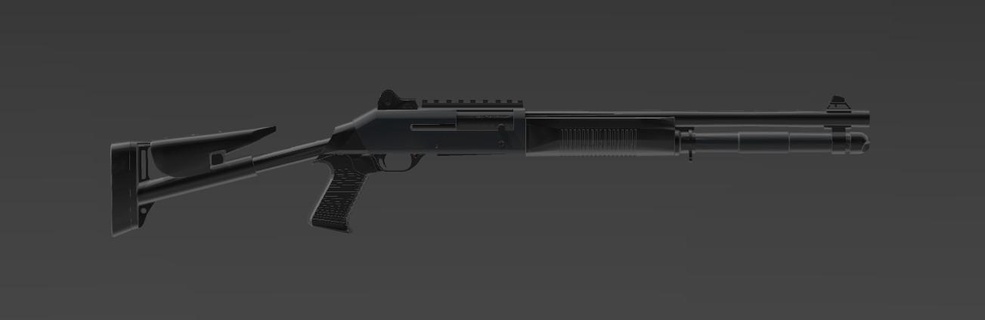 Benelli m4 katı model benilli pompalı tüfek tabanca ateşli silah 12 ölçü yarı otomatik video oyun düşük poli 3d baskı Ordu askeri 3d print model - Mito3D