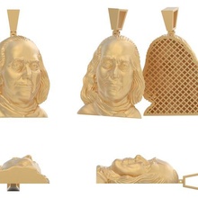 Benjamin Franklin pendentif bijoux portrait homme visage Président Etats Unis sculpture figure statue tête art 3dprint impression cnc sculptures 3d print model - Mito3D