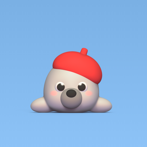 beret seal 3D print model - Mito3D