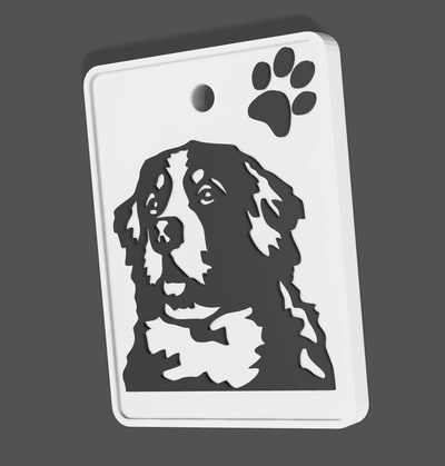 bernese dağ köpek anahtarlık 2x köpekler anahtar 3d print model - Mito3D