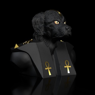 bernese mountain dog anubis -bust- stl print file high polygon sennhund god bust qu3d 3d print model - Mito3D