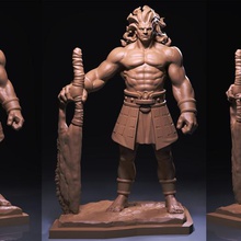 berserker sort rester nuit sculpture art statue homme Chevalier armure guerrier corps bouclier figure miniatures figurines 3d print model - Mito3D