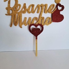 besame mucho topper art valentine's day cake cupcake love kiss lot 3d print model - Mito3D