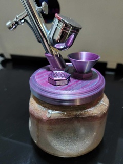 best airbrush cleaner lid glass jam jar modular filter funnel 3d print model - Mito3D