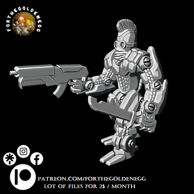 betabots ii - rusher game wargame wargaming wargames tabletop miniature miniatures tabletopgames tabletopwargaming scifi 32mm robot robots punk boardgame boardgaming resin iron man figurines statue 3d print model - Mito3D