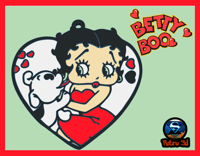 betty boop keychain 02 Jewelry dog heart 3d printing stl classic animation gift details design layers three-dimensional effect impressive canine companion sweet lovely 3d print model - Mito3D