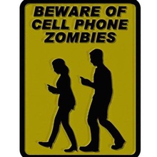 beware cell phone zombies sign art signs logos signage refrigerator magnet funny fridge 3d print model - Mito3D