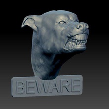 beware dog sign home gate house angry sidnaique 3d print model - Mito3D
