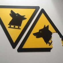 beware dog warning sign achtung hund iso7010 warningsign warnzeichen signs_logos 3d print model - Mito3D