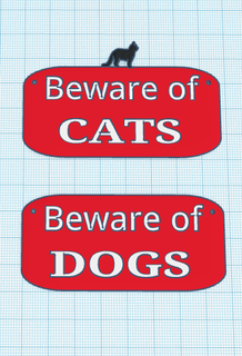 beware dogs cats sign plaque plague cat dog 3d print model - Mito3D