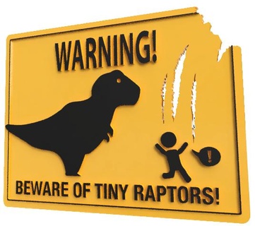 dikkat küçük Raptors uyarı işaret işaretler logolar 3d print model - Mito3D