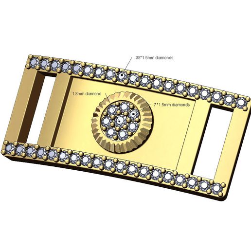 smussatura grappolo diamante braccialetto piatto 3d Stampa modello gioielleria etichetta orologio lusso stampabile argento grosso bling moda 3D print model - Mito3D