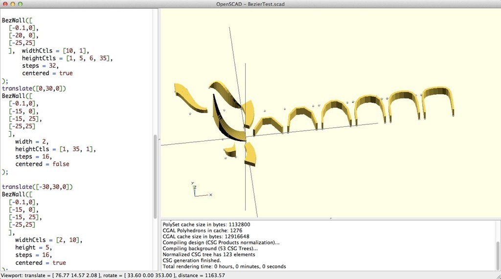 Bézier bibliothèque openscad caféscript catégorisé 3D print model - Mito3D