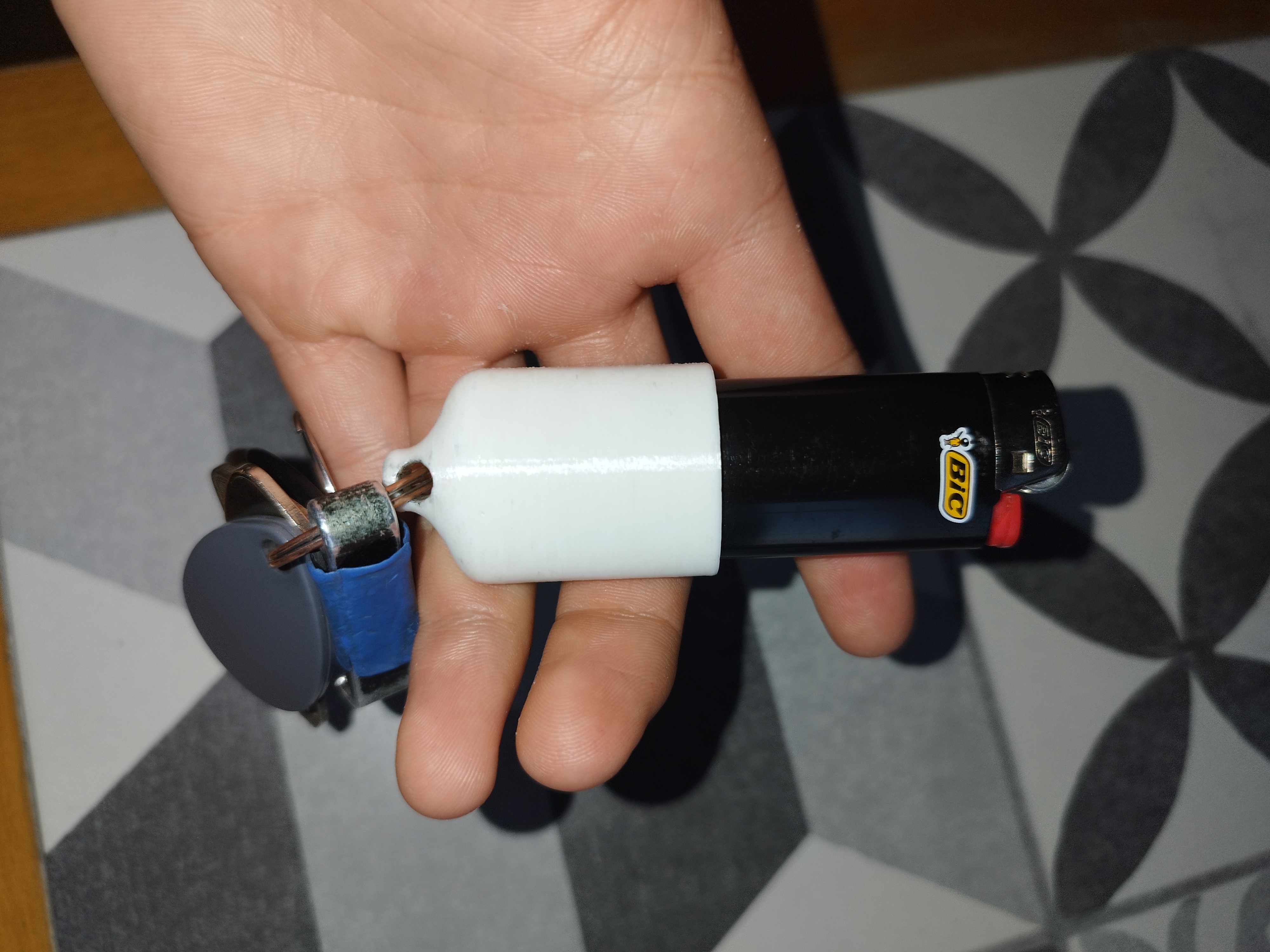 bic lighter holder fire key ring art accessory flexible fun home 3D print model - Mito3D