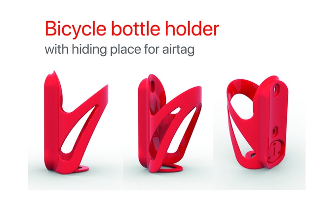 fahrrad flasche halter unterstützung versteckt ort artag zuhause haus luft etikett apfel fall mantel verfolgung diebstahl 3d print model - Mito3D