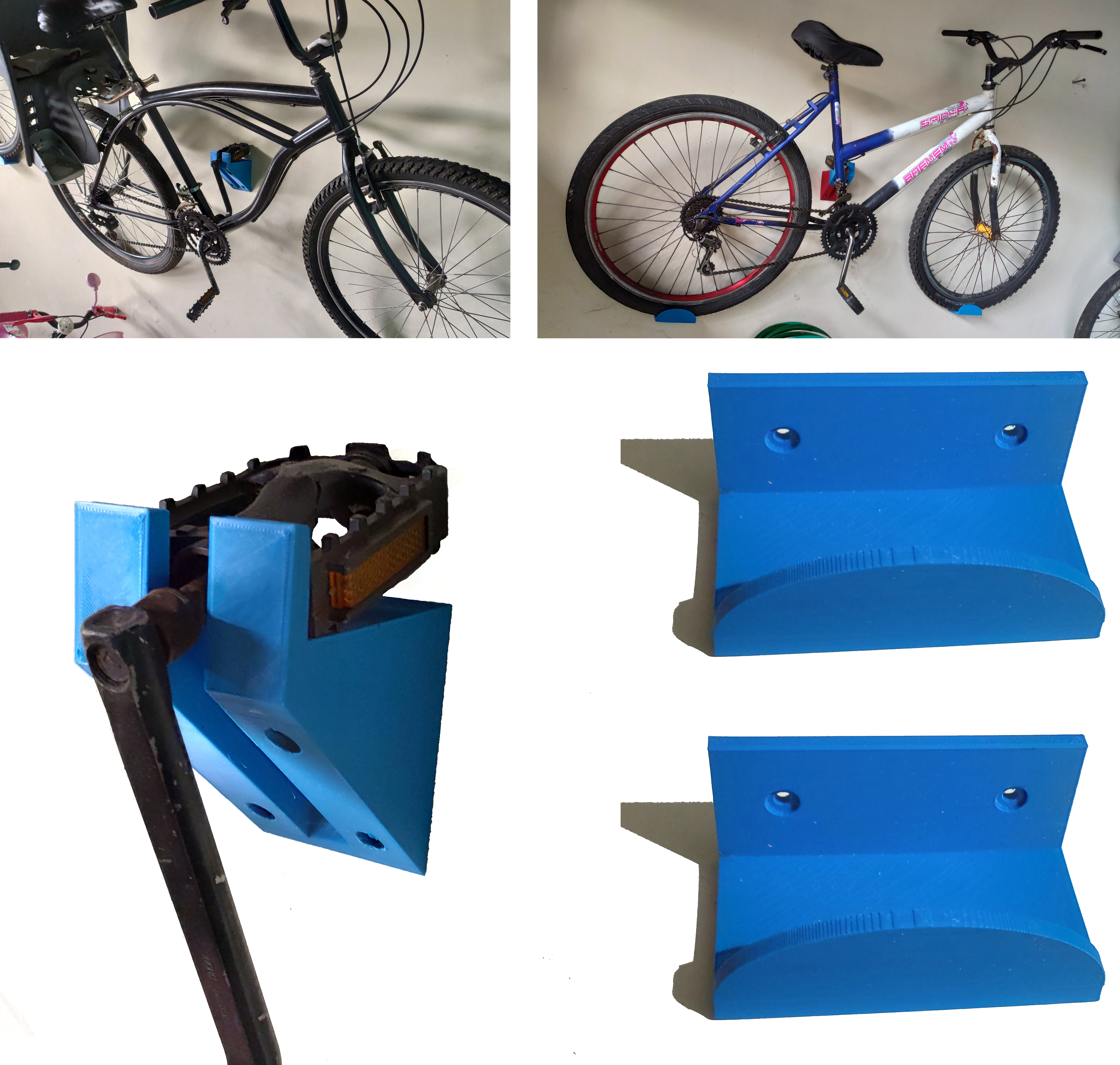 bicycle wall support 3D print model - Mito3D