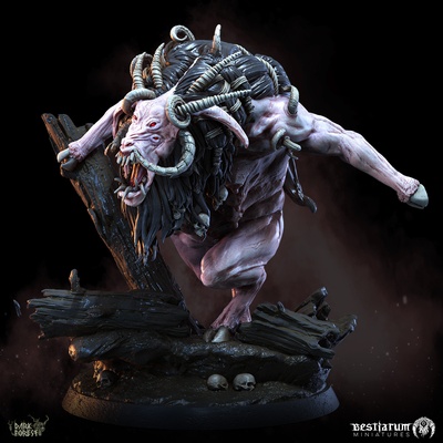 bies juego demonio bestia oscuro bosque horror miniaturas rpg guerra cabra corrupto pueblo aparecer gente hombre hombres 5e baphomet sombrío casco animales 3d print model - Mito3D