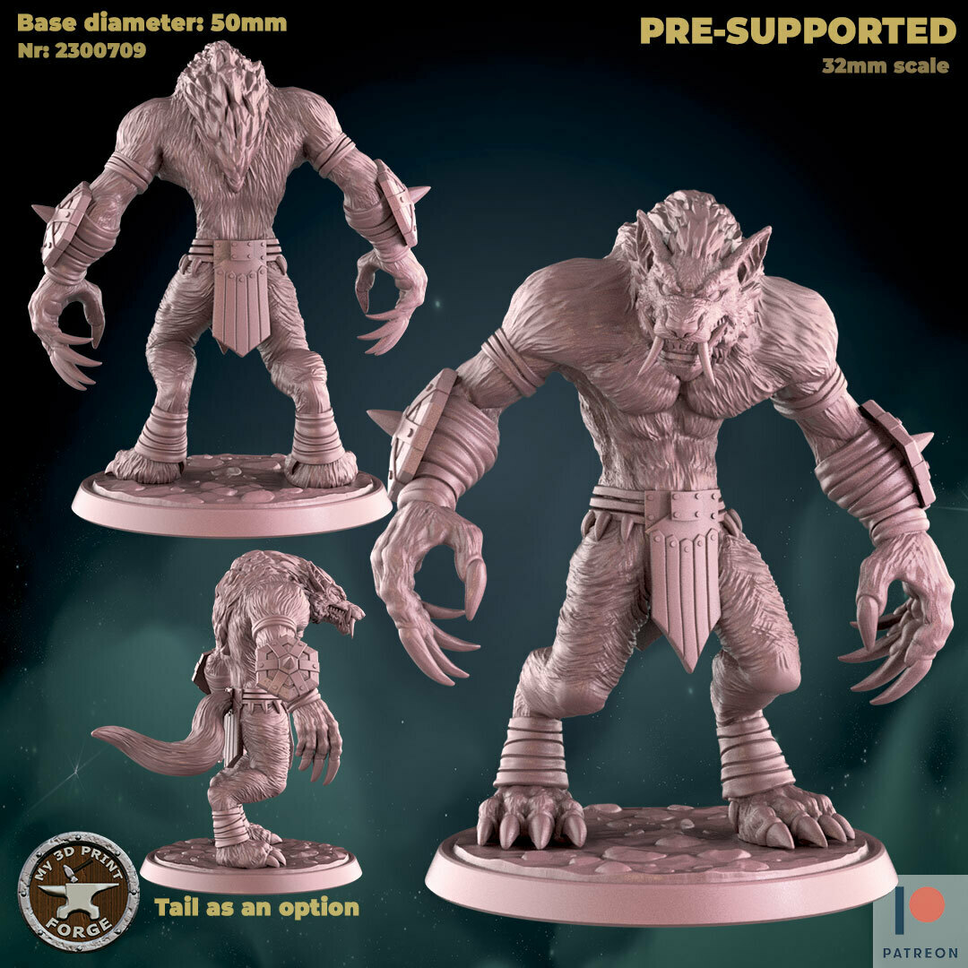 grande malo hombre lobo fantasía Warcraft dnd miniatura stl presupuesto modelo resina Guau karazhan calabozo Redada jefe salvaje huargen ópera 3D print model - Mito3D