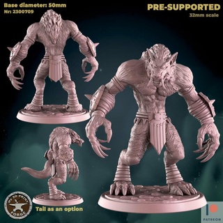 big bad werewolf fantasy warcraft dnd miniature stl presupported model resin wow karazhan dungeon raid boss wolf feral worgen opera 3d print model - Mito3D