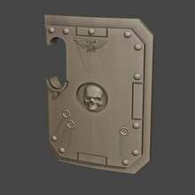 big breaching shield miniature hobby 40k skull seals breach 3d print model - Mito3D