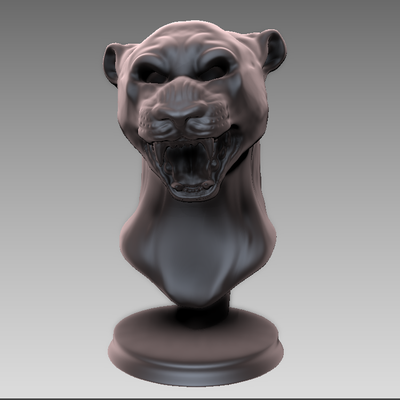 gato fracasso jogos preto pantera puma cabeça leão montanha puma rugido ficar pé estátua tigre animais 3d print model - Mito3D