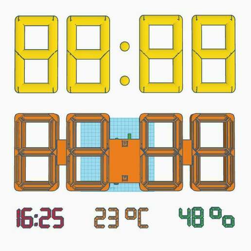 big digital clock v2 time web temperature humidity giant home household 3D print model - Mito3D