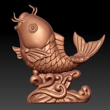 big fish art animal wave surge fret carp dace nature china sculpture 3d decoration printable 3d print model - Mito3D