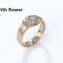 büyük çiçek ring jewelry wedding wave skin silver printable pattern modern model luxury loop hand gift geometric gem engagement diamant design beauty 3d print model - Mito3D