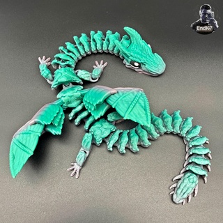 big gras dragon - winged articulated flexi print place supports fantasy 3d print model - Mito3D