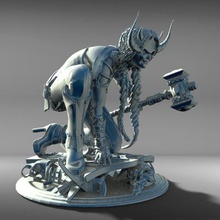 big hammer Kunst Frau 3dprint fantasy 3d print model - Mito3D