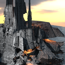 büyük dağ bilim fi kale mimari Tatooine Yıldız Savaşları Uzay gonk gemi kayalar yabancı harabe 3d print model - Mito3D
